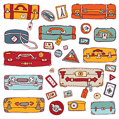 Image showing Vintage suitcases set. Travel Vector illustration.