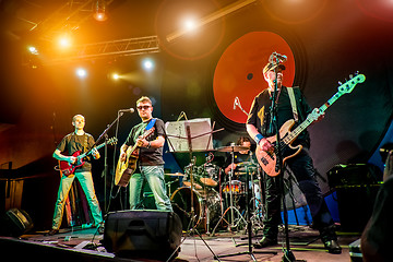 Image showing Band performs on stage in a nightclub