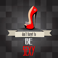 Image showing High heels shoes poster with message