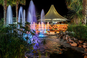 Image showing night fountains in luxury resort