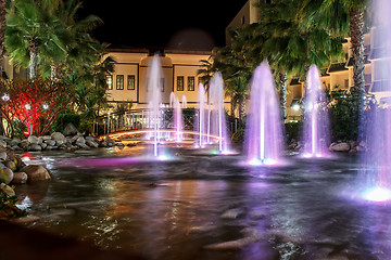 Image showing night fountains in luxury resort
