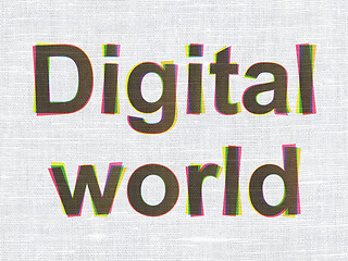 Image showing Data concept: Digital World on fabric texture background