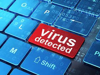 Image showing Safety concept: Virus Detected on computer keyboard background