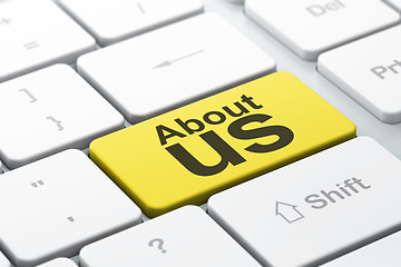 Image showing Marketing concept: About Us on computer keyboard background