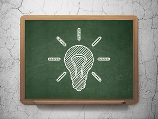 Image showing Business concept: Light Bulb on chalkboard background