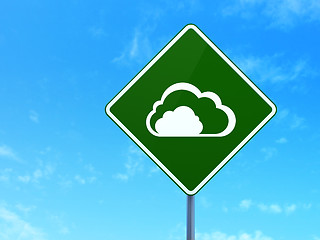 Image showing Cloud networking concept: Cloud on road sign background