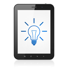 Image showing Business concept: Light Bulb on tablet pc computer