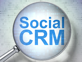 Image showing Finance concept: Social CRM with optical glass