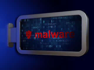 Image showing Safety concept: Malware and Broken Shield on billboard background