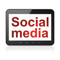 Image showing Social media concept: Social Media on tablet pc computer