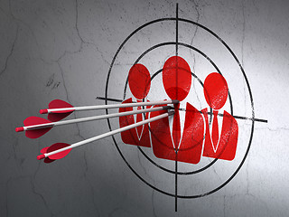 Image showing Business concept: arrows in Business People target on wall background