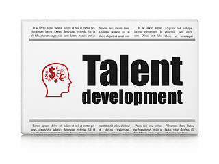 Image showing Education concept: newspaper with Talent Development and Head With Finance Symbol