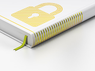 Image showing Data concept: closed book, Closed Padlock on white background