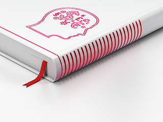 Image showing Marketing concept: closed book, Head With Finance Symbol on white background