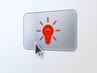 Image showing Finance concept: Light Bulb on digital button background