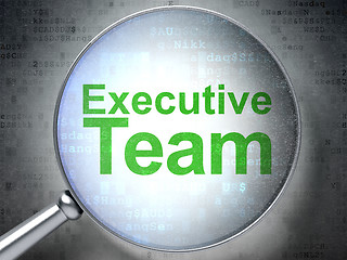 Image showing Finance concept: Executive Team with optical glass