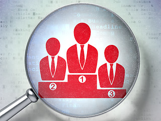 Image showing News concept: Business Team with optical glass on digital background