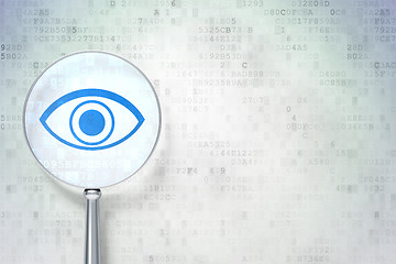 Image showing Privacy concept:  Eye with optical glass on digital background