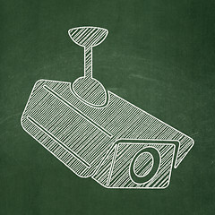 Image showing Privacy concept: Cctv Camera on chalkboard background