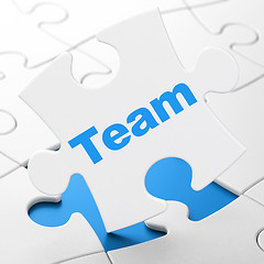 Image showing Business concept: Team on puzzle background