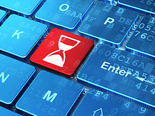 Image showing Time concept: Hourglass on computer keyboard background