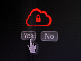 Image showing Cloud computing concept: Cloud With Padlock on digital computer screen