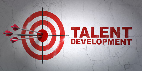 Image showing Education concept: target and Talent Development on wall background