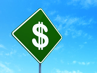 Image showing Currency concept: Dollar on road sign background