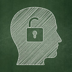 Image showing Business concept: Head With Padlock on chalkboard background