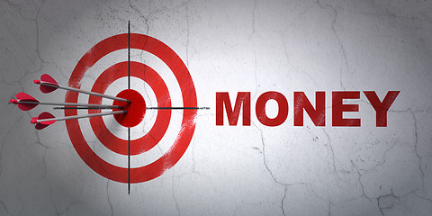 Image showing Finance concept: target and Money on wall background