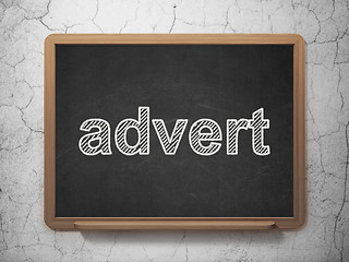 Image showing Advertising concept: Advert on chalkboard background