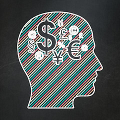 Image showing Education concept: Head With Finance Symbol on chalkboard background