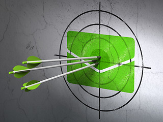 Image showing Business concept: arrows in Email target on wall background