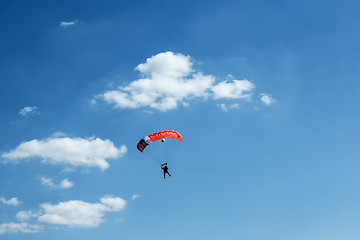 Image showing unidentified skydiver on blue sky