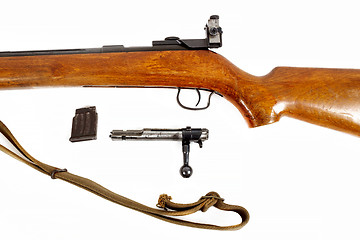 Image showing detail of old bolt action rifle isolated