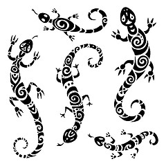 Image showing lizard. Tribal tattoo set.