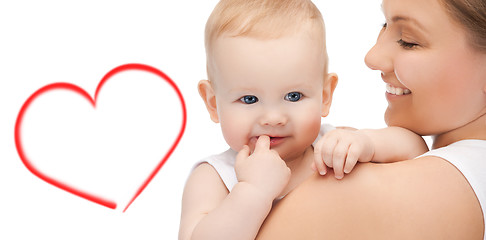 Image showing happy mother with adorable baby