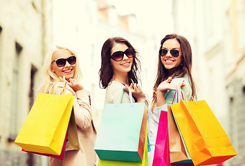 Image showing girls with shopping bags in ctiy