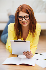 Image showing student with tablet pc computer and notebooks