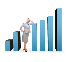 Image showing smiling businesswoman with growing chart