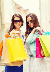 Image showing girls with shopping bags in ctiy