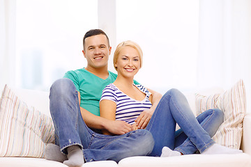 Image showing smiling happy couple at home