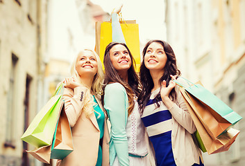 Image showing girls with shopping bags in ctiy