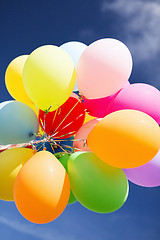 Image showing lots of colorful balloons in the sky