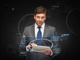 Image showing buisnessman with tablet pc