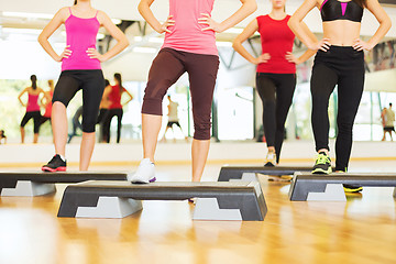 Image showing close up of women legs steping on step platform