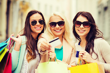 Image showing girls with shopping bags in ctiy