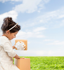 Image showing happy child girl with gift box