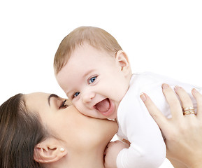 Image showing laughing baby playing with mother