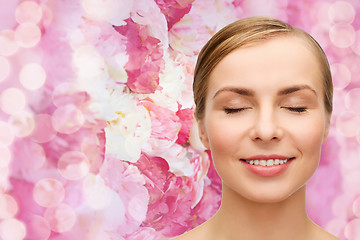 Image showing face of beautiful woman with closed eyes